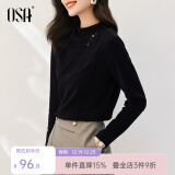 欧莎（OSA）洋气百搭半高领T恤打底衫女内搭新款德绒上衣 黑色 M