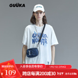 古由卡（GUUKA）xSANK联名潮牌情侣短袖t恤男24夏新款 刘宇同款嘻哈纯棉上衣宽松 白色F3887 XS