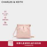 CHARLES&KEITH迷你菱格流浪包单肩斜挎双肩包包女包生日礼物新年礼CK2-60782390 粉红色Pink S