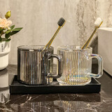 范爷家轻奢漱口杯3件套玻璃情侣洗漱杯套装酒店民宿牙刷杯刷牙杯子牙缸