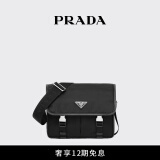 PRADA/普拉达【礼物】男士Re-Nylon和Saffiano牛皮革单肩包 黑色