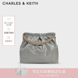 CHARLES&KEITH子母链条大容量流浪包托特包单肩斜挎包女包新年礼物CK2-40671449 Grey灰色 L