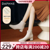 达芙妮（DAPHNE）官方 白色短靴女2024新款秋冬法式高跟瘦瘦靴子气质百搭马丁靴女 米白【5CM经典款】 35