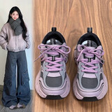 R RED DRAGONFLY红蜻蜓品牌女鞋捡漏2025新款春秋季厚底老爹鞋女夏季软底轻便运动 紫色 37