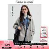 VEGA CHANG【绵羊毛+羊驼毛】双面呢女2024新款高级感双面穿外套 北欧蓝格纹 L