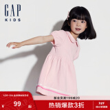 Gap女幼童2024夏季新款泡泡短袖连衣裙可爱娃娃领高腰洋装466248 粉色 100cm (2-3岁) 亚洲尺码