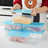 特百惠（Tupperware）冷冻保鲜盒长方形1.7L大容量密封收纳储藏盒冰箱冷冻冷藏盒 1.7L冰泉蓝色6件套