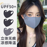 目丸护眼角冰丝高颜值防晒口罩女3d立体遮阳全脸防紫外线夏季防晒面罩 云炭黑2只+摩卡灰1只