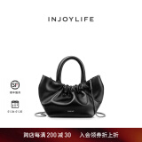 INJOYLIFE褶皱云朵包白色小手提包小众百搭羊皮链条包单肩斜挎包可爱女包 白色