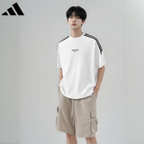 阿迪达斯（adidas）男装舒适潮流时尚百搭圆领三条纹运动休闲短袖 2XL码