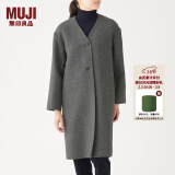 无印良品（MUJI）女式 羊毛混 双面大衣 毛呢外套 秋冬简约风外衣W9AD225 深灰色 L 165/88A