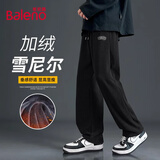 班尼路（Baleno）裤子男秋冬季直筒裤加绒复古潮流雪尼尔休闲长裤慵懒风痞帅男裤
