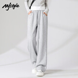 MJ STYLE拼接直筒阔腿裤子女2026年春秋薄款宽松休闲百搭高腰显瘦运动长裤