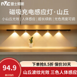 雷士（NVC） 小夜灯猫眼磁吸充电感应灯波纹橱柜灯酒柜展柜玄关起夜氛围灯 山丘-黑【80cm】三色-2400毫安