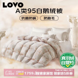 LOVO罗莱生活 A类 95%白鹅绒羽绒被 冬被 1000g填充200*230cm 花色