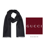 GUCCI 古驰围巾 女士经典双G印花羊毛围巾 信封袋款 黑色 165904 3G646 1000