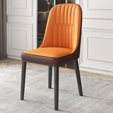舒怡然餐椅家用现代简约酒店咖啡厅椅子休闲靠背凳子轻奢高级餐厅麻将椅 橘面+棕背+黑腿 1张也发货（横梁加固）