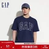 Gap【热卖爆款】男装2024夏新款撞色logo圆领短袖T恤纯棉上衣544465 藏青色 165/88A(S) 亚洲尺码