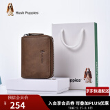 暇步士（Hush Puppies）卡包真皮零钱包男士证件夹风琴式拉链卡片包名片夹父亲节礼物送爸 卡其色HC-1811046W-2415