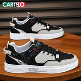 卡帝乐鳄鱼男鞋春秋季时尚鞋子男潮流板鞋男耐磨休闲鞋男 1195 黑色 39