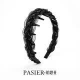 铂思亚巴黎王妃发箍女升级版轻奢高级外出宽边发卡防滑高颅顶头箍发饰 【黑色】