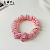 美丽公主 可爱蝴蝶结头绳女夏季年新款扎头发绳仙美大肠发圈秋季橡皮筋 1#粉色蝴蝶结发圈