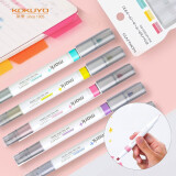 国誉(KOKUYO)进口mark+彩色荧光笔 学生用划重点标记记号笔 双头灰色系5色套装5支PM-MT201-5S
