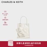 CHARLES&KEITH纯色褶皱磁吸手提斜挎托特包包女包生日礼物新年礼物CK2-30782347 Cream奶白色 S