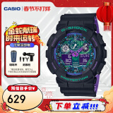 卡西欧（CASIO）G-SHOCK 海洋之心潮流炫色运动双显男表 霓彩武士 GA-100BL-1ADR