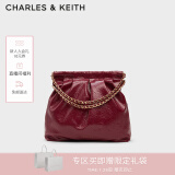 CHARLES&KEITH子母链条大容量流浪包托特包单肩斜挎包女包新年礼物CK2-40671449 Burgundy葡萄酒红色 L