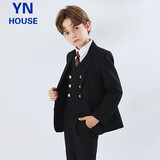 衣诺坊儿童西服套装男童演出服主持人西装 黑色套装 120