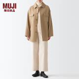 无印良品（MUJI）男女通用羊毛混立领中长大衣男式女式毛呢外套秋冬格雷系BDA16A2A 米色 S-M