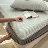 雅鹿A类凉席冰丝席冰豆豆凉席夏季母婴级空调软席家用宿舍可水洗折叠 小冰熊绿-床笠款YS 1.8*2m凉席+枕套2只