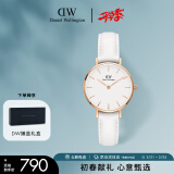 丹尼尔惠灵顿（DanielWellington）DW女表金边白色皮质表带28mm白盘欧美简约风圣诞礼物DW00100249