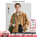 VEGA CHANG短外套女2025年新款春装复古显瘦旷野美拉德上衣 核桃棕 L