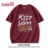 班尼路（Baleno）短袖t恤男夏季学生ins美式字母潮流百搭纯棉上衣设计感五分袖