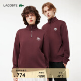 LACOSTE法国鳄鱼男女同款秋季时尚长袖套头半拉链纯棉卫衣SH2735 BZD/深咖色 M /175