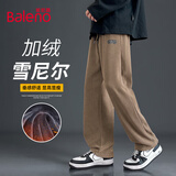 班尼路（Baleno）裤子男秋冬季直筒裤加绒复古潮流雪尼尔休闲长裤慵懒风痞帅男裤