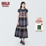 无印良品（MUJI）女式 马德拉斯格纹 吊带连衣裙女装裙子格子裙纯棉全棉 BC2IIA4S 深藏青色格纹 M 160/84A