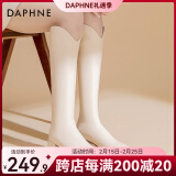 达芙妮（DAPHNE）靴子女长筒靴女2022秋冬新品经典骑士靴女加绒高筒靴女靴 米色 36