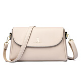 北狐女包纯皮真皮百搭头层牛皮软皮单肩斜挎包时尚中年妈妈牛皮小包女 米色加大号3006手包香包