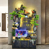 MPPMCK大型假山流水喷泉风水轮加湿器水幕墙鱼缸客厅庭院开业乔迁摆件 2167灯圈款