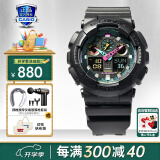 卡西欧（CASIO）男表黑金G-SHOCK双显运动防水时尚腕表 GA-100MF-1A霓虹未来