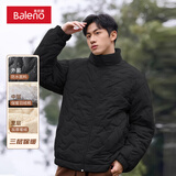 班尼路加绒保暖立领外套男宽松冬季防寒防风夹棉加厚带绒厚实夹克男百搭 【防水面料】-黑#纯色 L