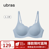 ubras无尺码轻薄浪花领文胸透气内衣女聚拢承托无钢圈胸罩 烟灰蓝色 均码 mini版（80-100斤）背勾文胸