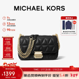 MICHAEL KORS新年礼物送女友MK女包SLOAN皮质链条单肩斜挎包小号黑色/金色