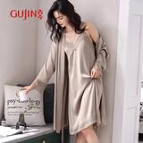 古今（GUJIN）新品性感冰丝蕾丝睡衣女睡袍吊带睡裙家居服带胸垫可外穿套装XL