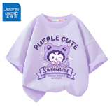 真维斯儿童纯棉短袖t恤男童舒适透气中大童夏季上衣女童半袖夏装 紫 紫色洛米 120