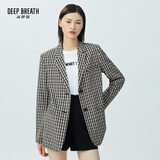 深呼吸DEEP BREATH女装轻薄抗皱复古通勤西装西服外套女A400692 黑白格 XL (5码)