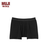 无印良品 MUJI 男式 印度棉 罗纹编织 前开口 平角内裤 裤头四角裤 黑色 M